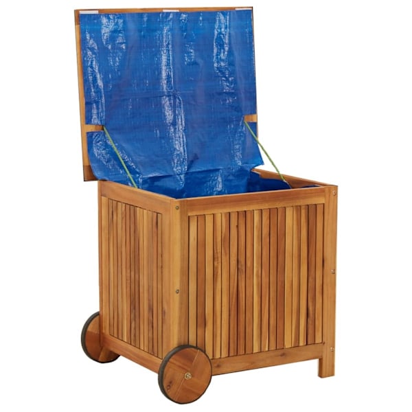 vidaXL Dynbox med hjul 60x50x58 cm massivt akaciaträ Brun