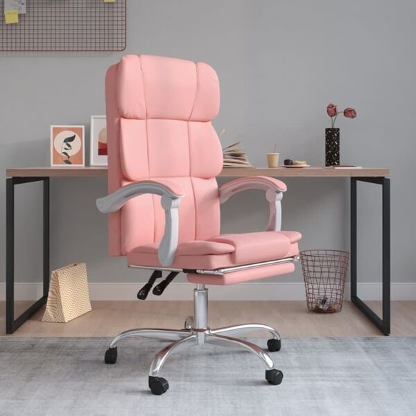 vidaXL Kontorsstol rosa konstläder Rosa