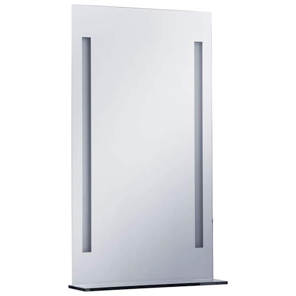 vidaXL Badrumsspegel LED med hylla 60x100 cm Silver