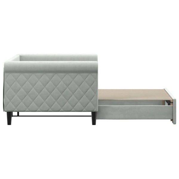 vidaXL Dagbädd utdragbar ljusgrå 90x190 cm sammet Grå
