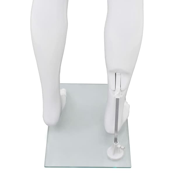 vidaXL Skyltdocka man helkropps med bas i glas glansig vit 185 cm Vit