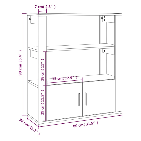 vidaXL Skänk svart 80x30x90 cm konstruerat trä Svart