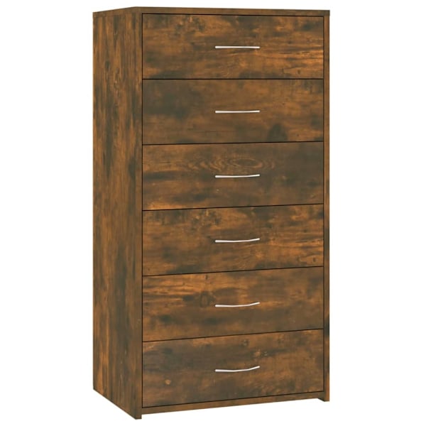 vidaXL Byrå 6 lådor rökfärgad ek 50x34x96 cm konstruerat trä Brun