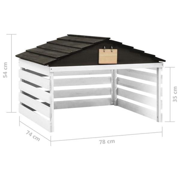 vidaXL Garage för robotgräsklippare svart och vit 78x74x54 cm granträ Svart