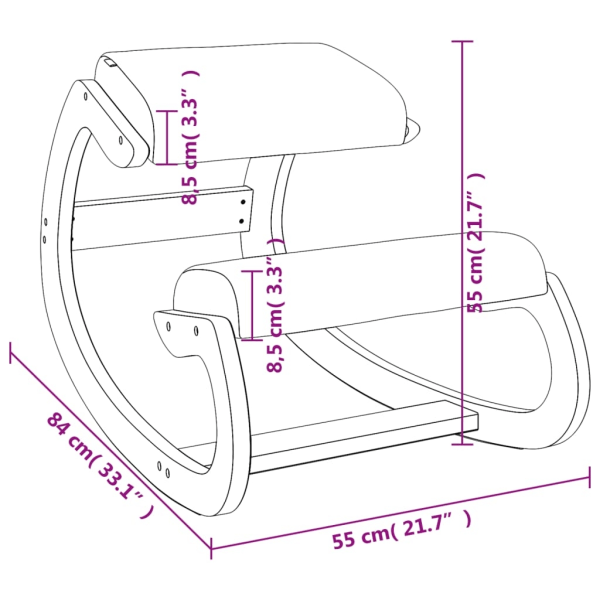 vidaXL Knästol gräddvit 55x84x55 cm björkplywood Kräm