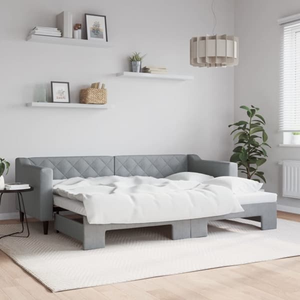 vidaXL Dagbädd utdragbar ljusgrå 80x200 cm tyg Grå
