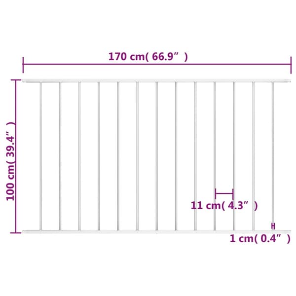 vidaXL Staketpanel Woerden pulverlackerad stål 163x100 cm vit Vit