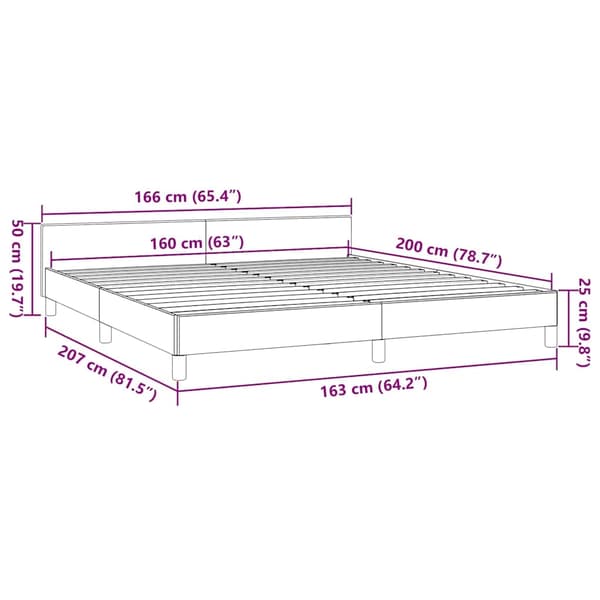 vidaXL Sängram utan madrass mörkgrå 160x200 cm tyg Grå