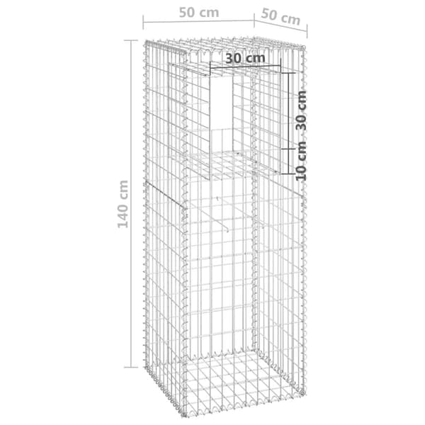 vidaXL Gabionkorg stolpform 50x50x140 cm järn Silver