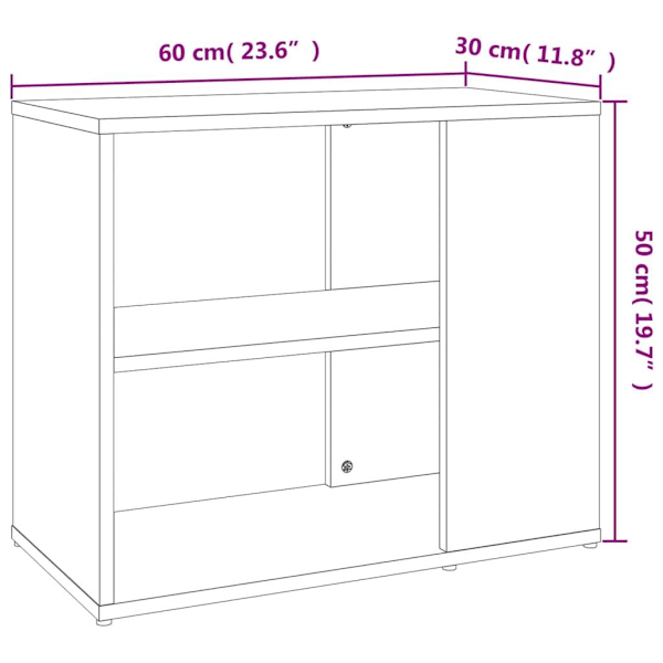 vidaXL Sidoskåp sonoma-ek 60x30x50 cm konstruerat trä Brun