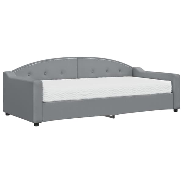 vidaXL Dagbädd med madrass ljusgrå 90x200 cm tyg Grå