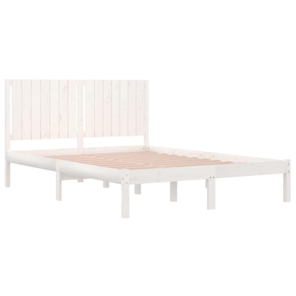 vidaXL Sängram vit massivt trä 150x200 cm Vit