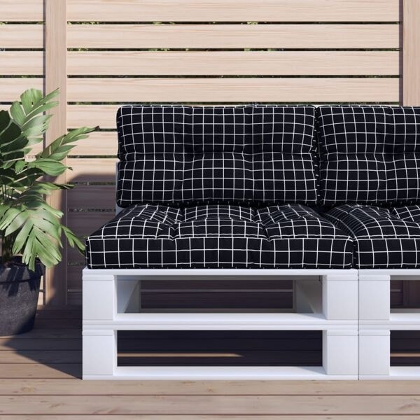 vidaXL Palldynor 2 st svartrutig tyg Flerfärgsdesign