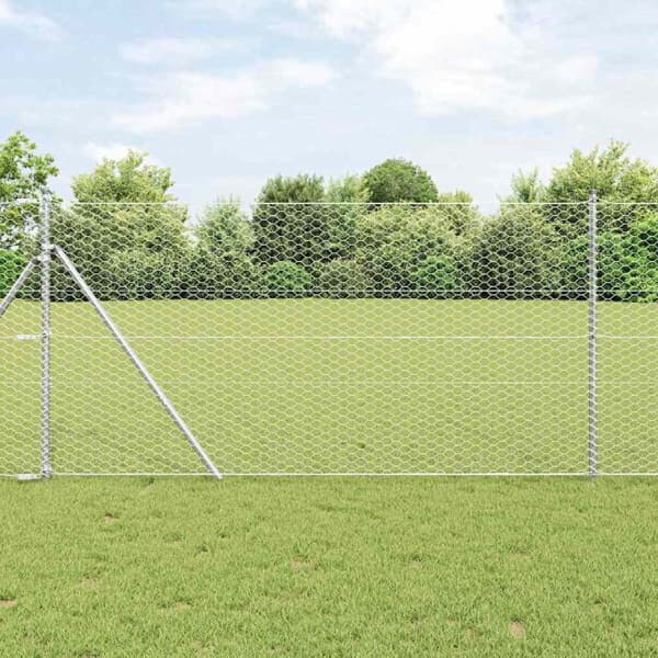 vidaXL Hexagonalt staket markfäste 100 x 1 m Galvaniserat stål Silver Silver