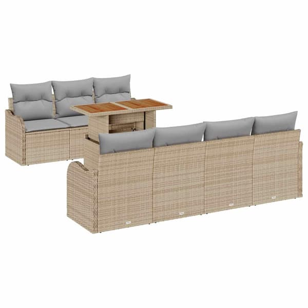 vidaXL Trädgårdsoffset 8 st beige och ljusgrå Beige