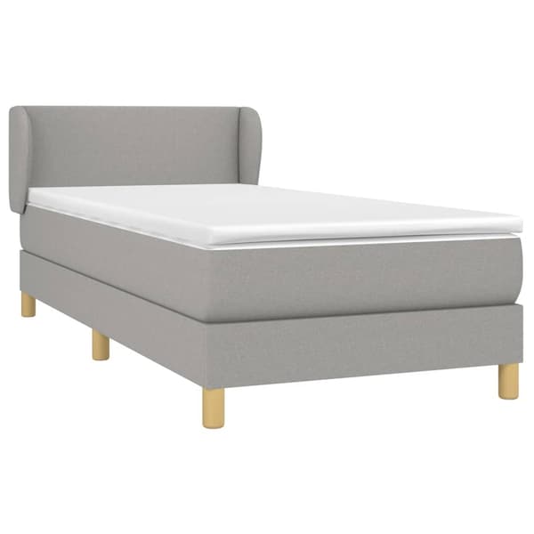 vidaXL Ramsäng med madrass ljusgrå 90x190 cm tyg Grå