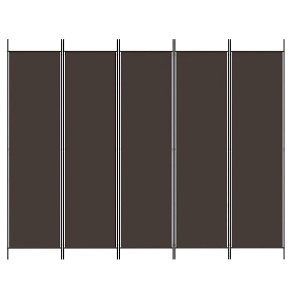 vidaXL Rumsavdelare 5 paneler brun 250x200 cm tyg Brun