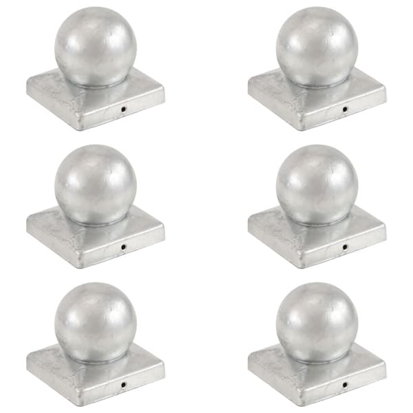 vidaXL Stolphattar klot 6 st galvaniserad metall 101x101 mm Silver