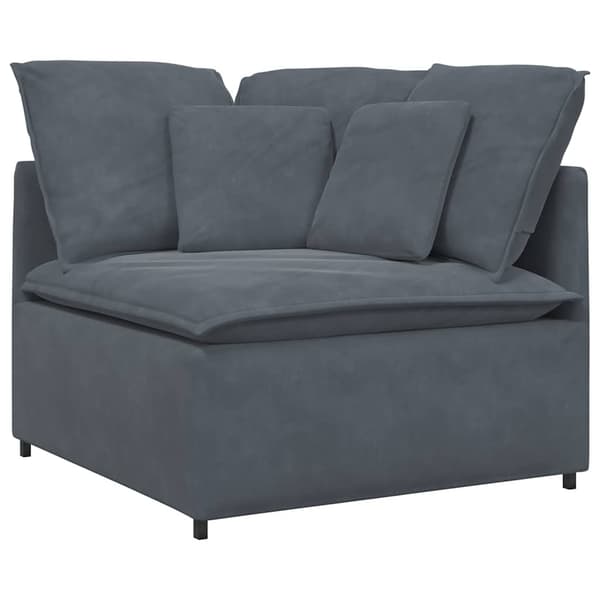 vidaXL Modulsoffa med dynor sammet mörkgrå Grå