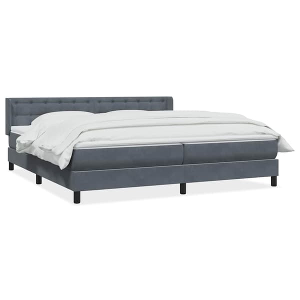 vidaXL Ramsäng med madrass mörkgrå 180x210 cm sammet Grå