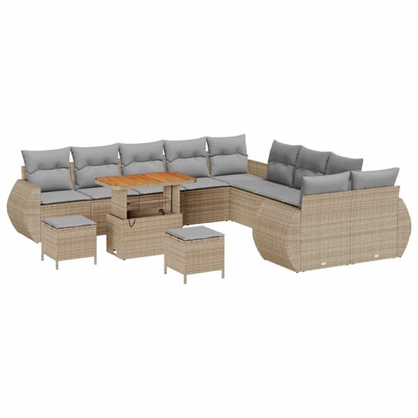 vidaXL Trädgårdsoffset 13 st Beige konstrotting Beige