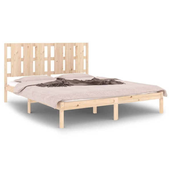 vidaXL Sängram massiv furu 160x200 cm Brun