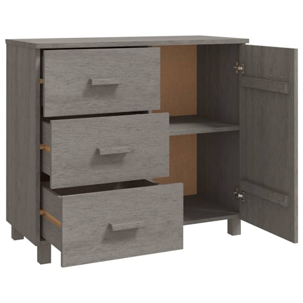 vidaXL Skänk HAMAR ljusgrå 90x40x80 cm massiv furu grå
