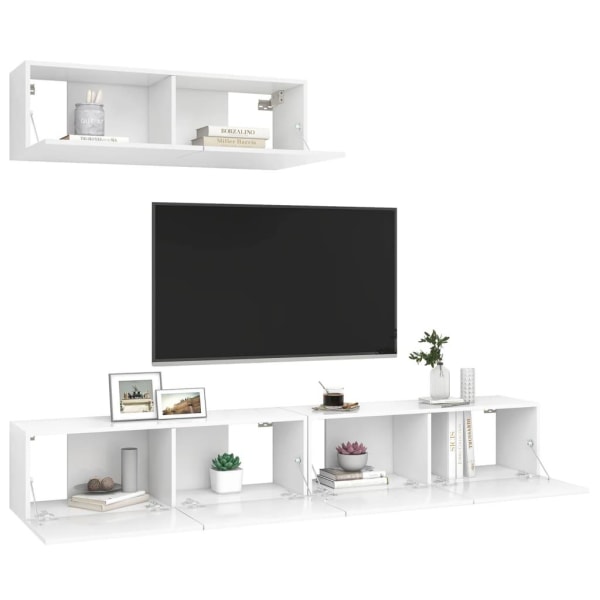 vidaXL TV-skåp 3 delar vit konstruerat trä Vit