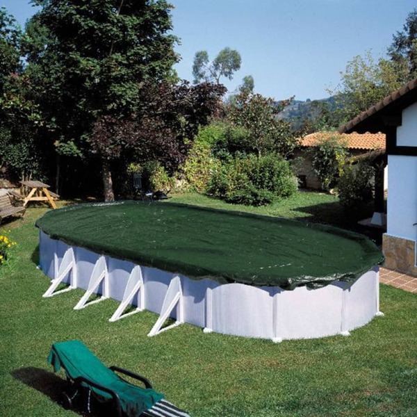 Summer Fun Poolöverdrag för vinter oval 725 cm PVC grön Grön