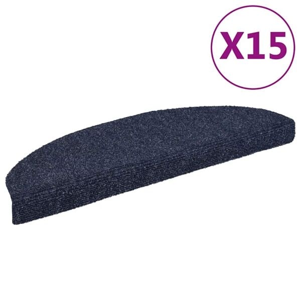 vidaXL Trappstegsmattor självhäftande 15 st brodyr 65x21x4 cm blå Blå