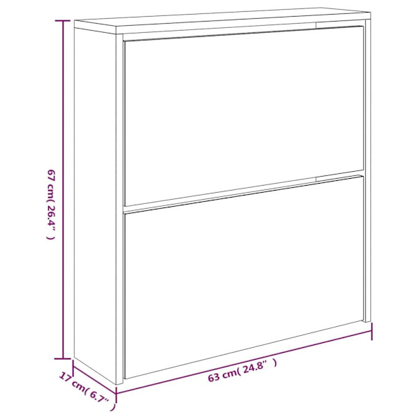 vidaXL Skoskåp med 2 skåp rökfärgad ek 63x17x67 cm Brun