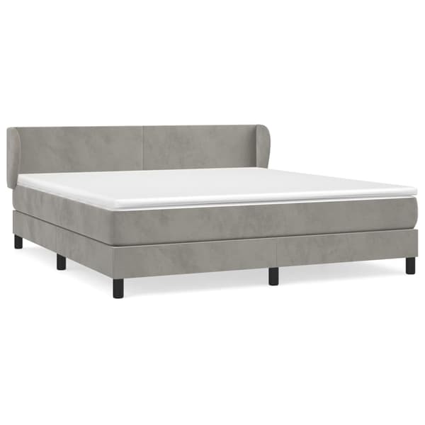 vidaXL Ramsäng med madrass ljusgrå 180x200 cm sammet Grå