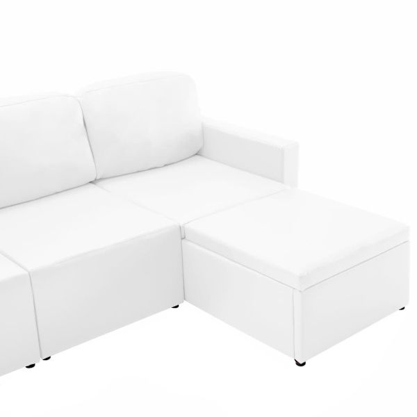 vidaXL Bäddsoffa modulär 3-sits vit konstläder Vit