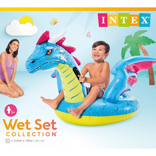 INTEX Uppblåsbar drake 201x191 cm multifärg