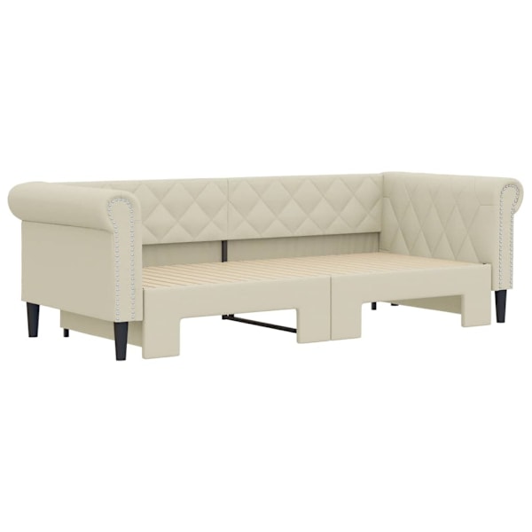 vidaXL Dagbädd utdragbar gräddvit 90x200 cm konstläder Kräm