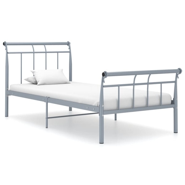 vidaXL Sängram grå metall 90x200 cm grå