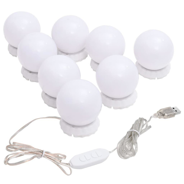 vidaXL Spegel med LED-lampor 60x30 cm glas oval Silver