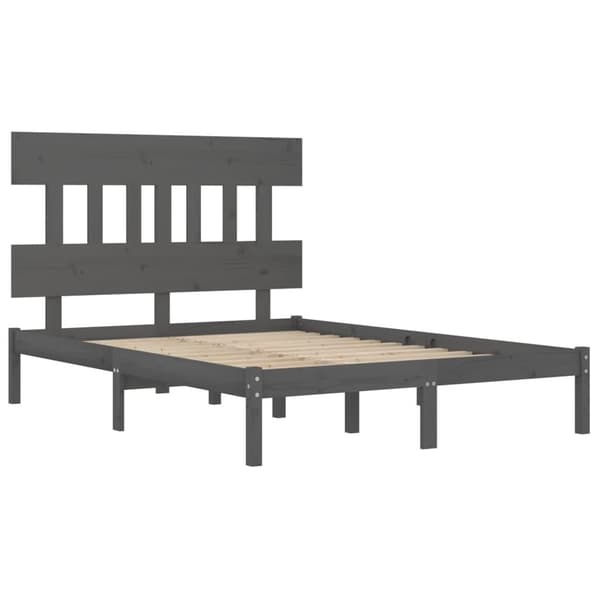 vidaXL Sängram grå massivt trä 150x200 cm Grå