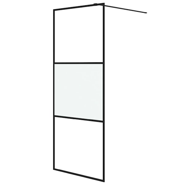 vidaXL Duschvägg svart 80x195 cm halvfrostat ESG-glas Svart
