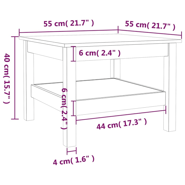 vidaXL Soffbord 55x55x40 cm massivt furu Brun