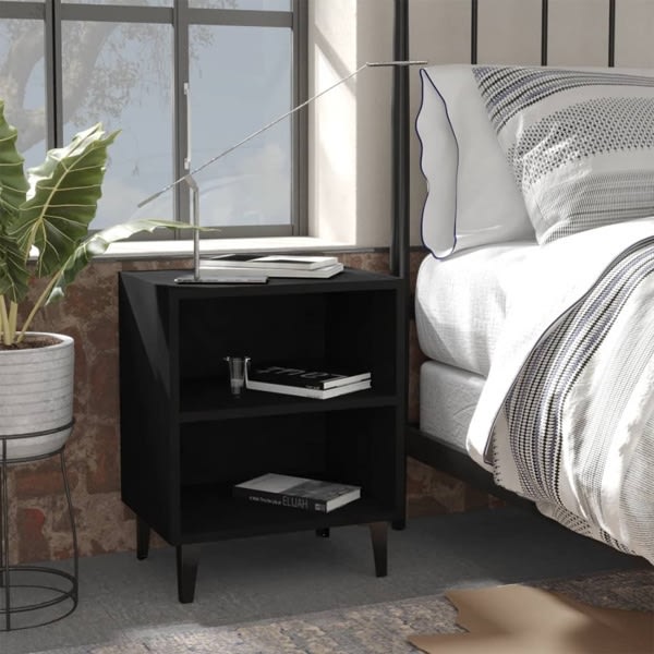 vidaXL Sängbord med metallben 2 st svart 40x30x50 cm Svart