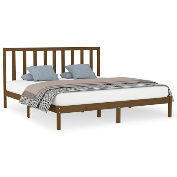 vidaXL Sängram honungsbrun massivt trä 200x200 cm Brun