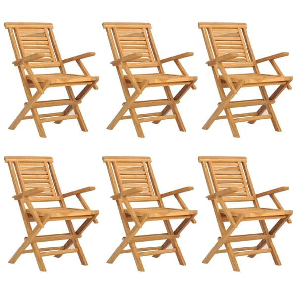 vidaXL Hopfällbara stolar 6 st 56x63x90 cm massivt trä i teak Brun
