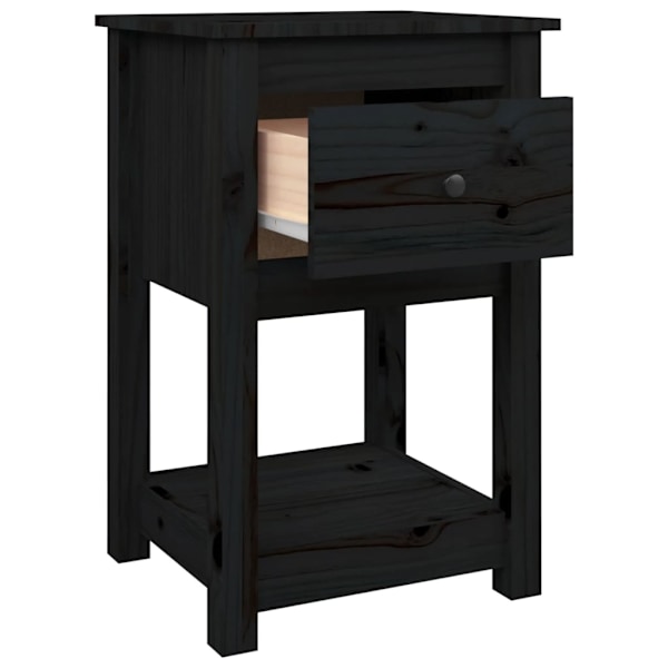 vidaXL Sängbord 2 st svart 40x35x61,5 cm massiv furu Svart
