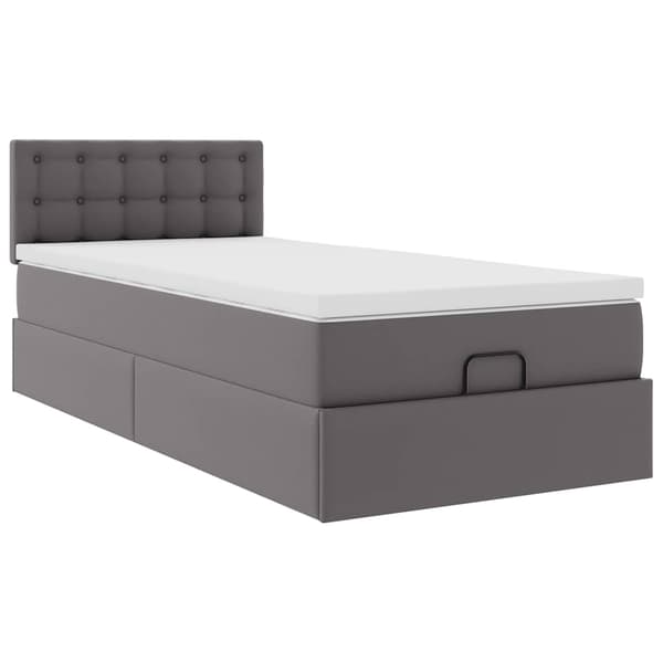vidaXL Ottoman sängram med madrass grå 90x200 cm konstläder Grå