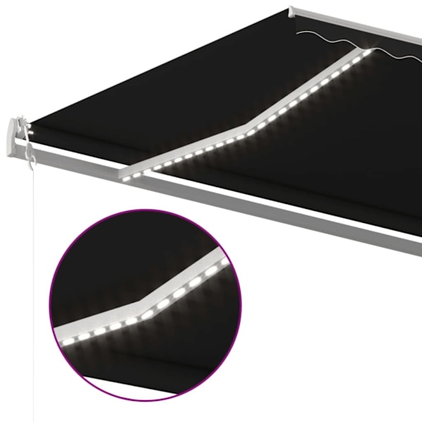 vidaXL Automatisk markis med vindsensor & LED 500x350 cm antracit Antracit