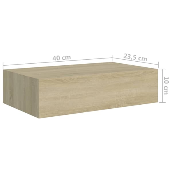 vidaXL Väggmonterad låda ek 40x23,5x10 cm MDF Brun