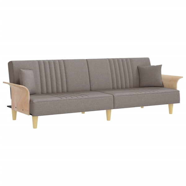vidaXL Bäddsoffa med armstöd taupe tyg Taupe