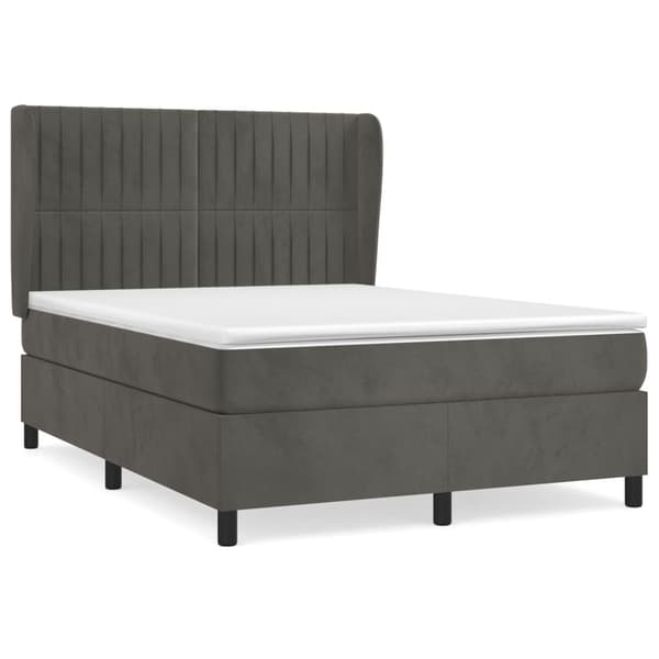 vidaXL Ramsäng med madrass mörkgrå 140x190 cm sammet Grå