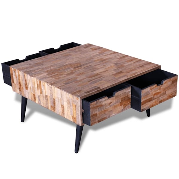 vidaXL Soffbord i återvunnen teak med 4 lådor multifärg